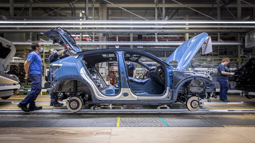 Side View of Volvo Cars starts production of C40 Recharge in Ghent, Belgium